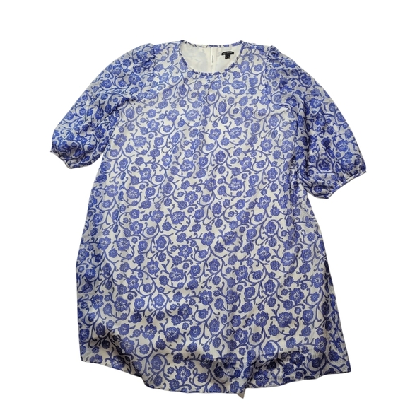 Ann Taylor Floral Gathered Neck Shift Dress Size 12 - Picture 2 of 7